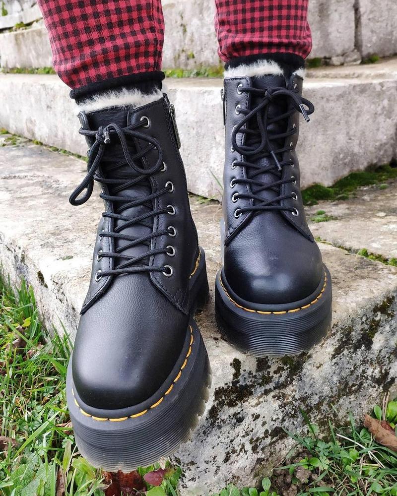 Botas Plataforma Dr Martens Jadon Cuero Faux Fur Forro Plataforma Hombre Negros | MX 257HAP